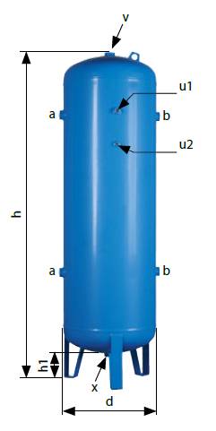 VVP1000-16 vzdušník stojatý lakovaný 1000 litrů, 16bar