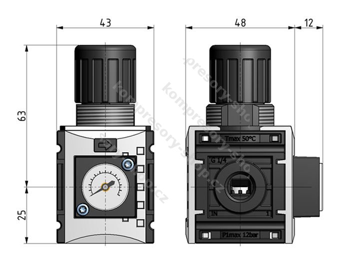 FUTURA R12-2F regulátor tlaku 1/2", 0,1 - 2bar