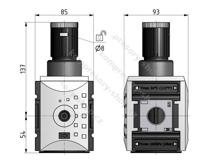 KNOCKS KREG-434 G (G3/4") regulátor tlaku s manometrem