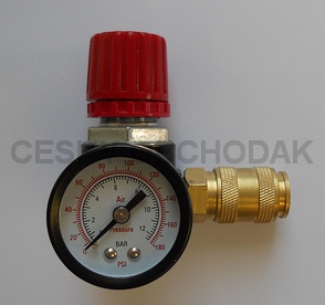 Nuair regulátor tlaku 1/4" včetně manometru D40 a výstupní rychlospojky - 9051305
