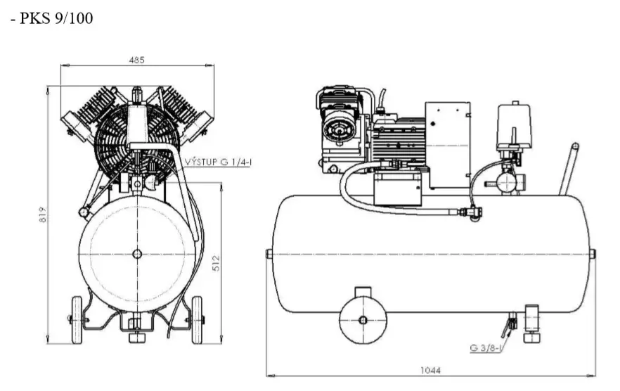 ORLÍK PKS 9/100/12 olejový kompresor 1,5kW, 400V, 12bar