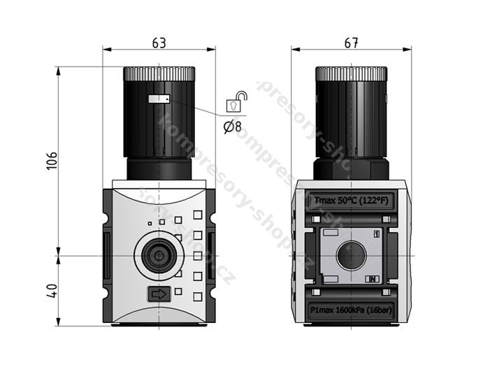 KNOCKS KREG-212 G (G1/2") regulátor tlaku s manometrem