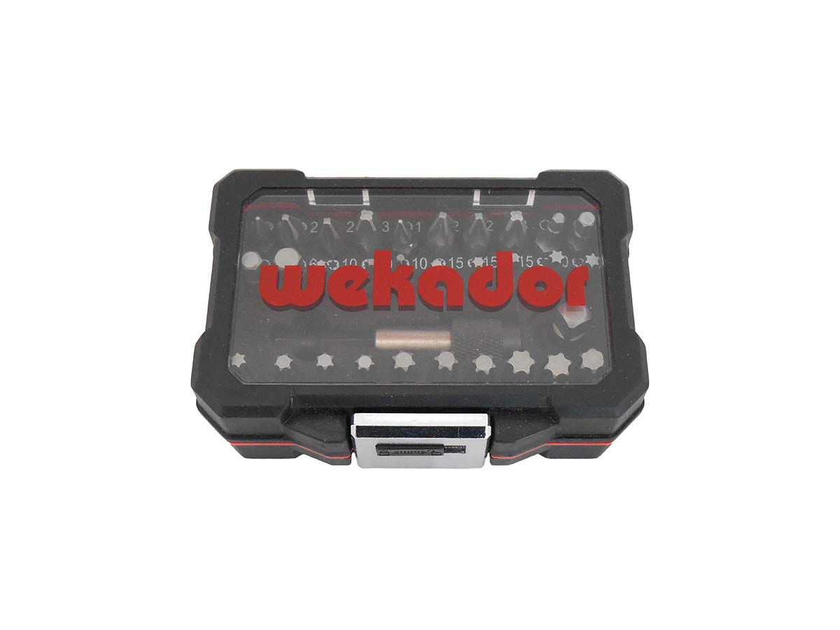 WEKADOR 037217 sada oboustraných bitů 32ks + nástavec, adaptér, box