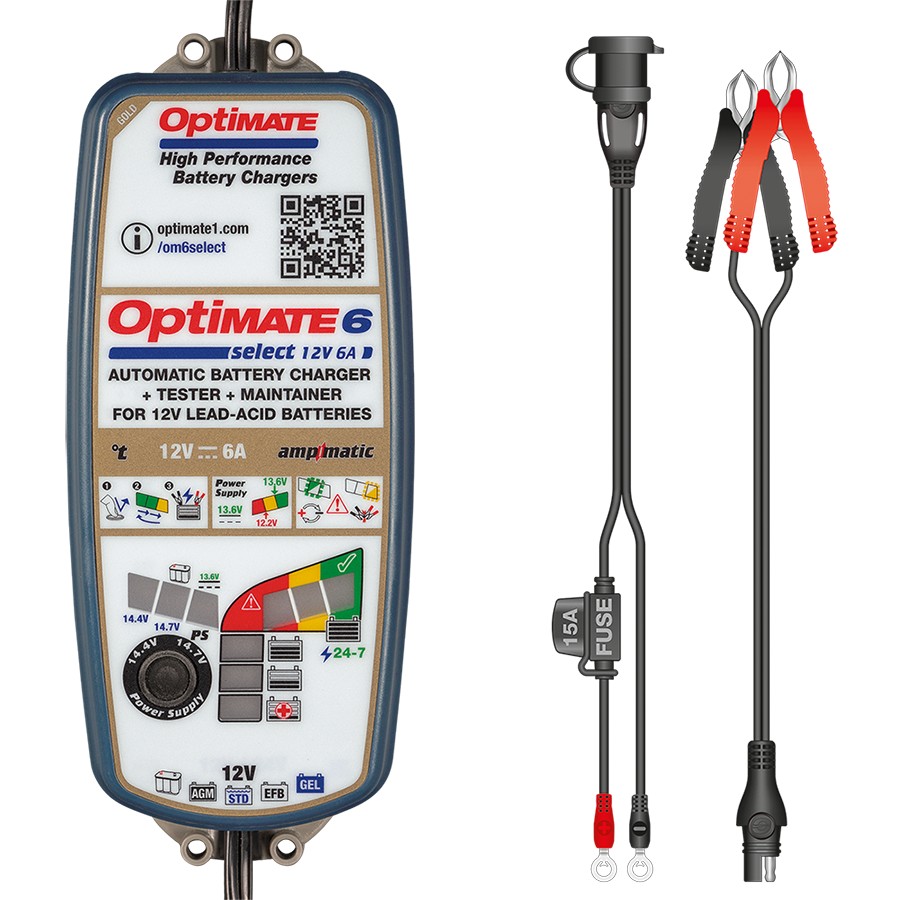 TECMATE OPTIMATE 6 SELECT 12V/6A nabíječka autobaterií (TM370)