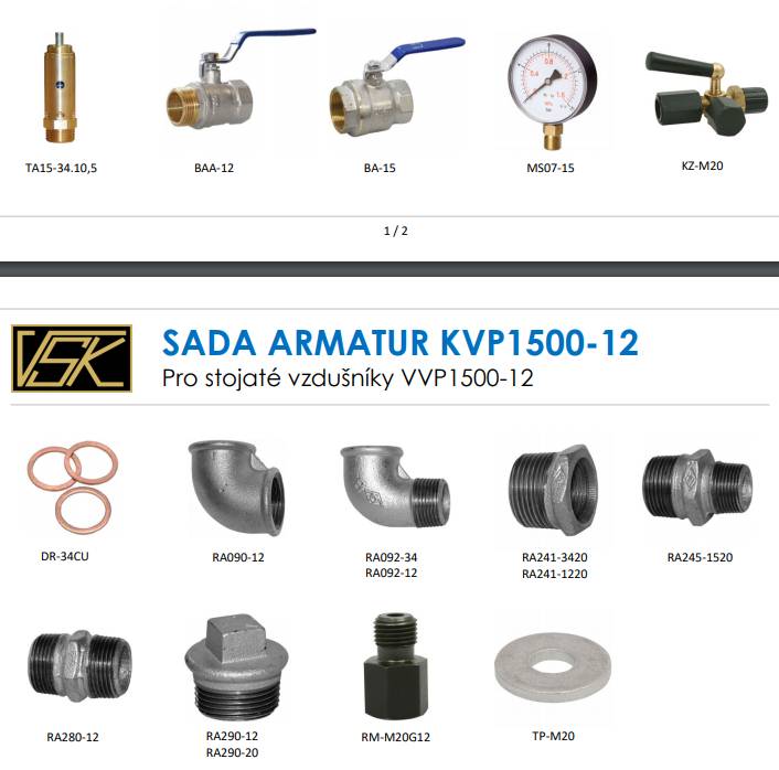 ABAC KVP1500-12 Sada armatur pro vzdušník VVP1500-12