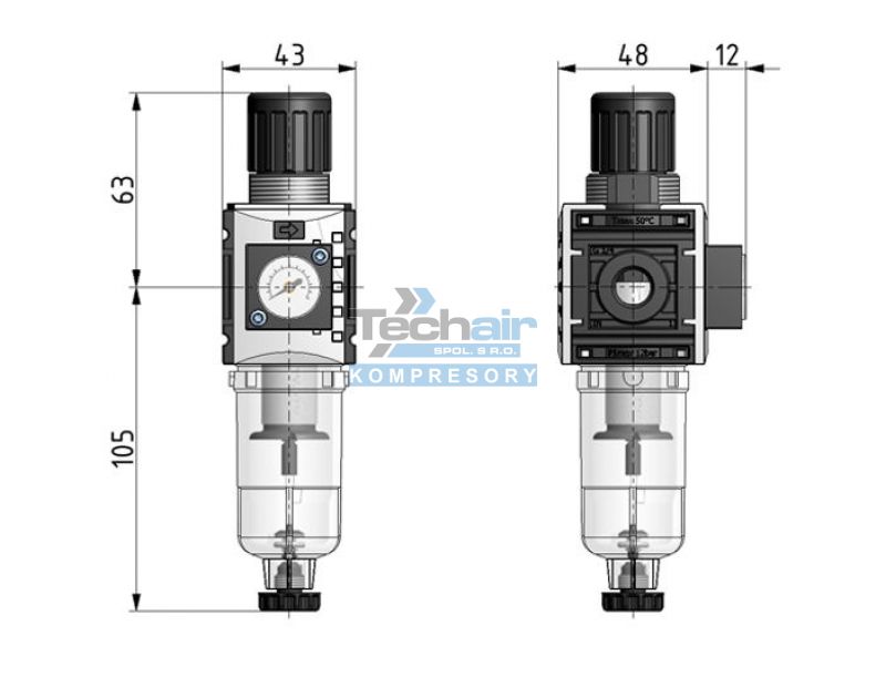 KNOCKS KFRG-014 G AM (G1/4") regulátor tlaku s filtrem s automatickým odpouštěním