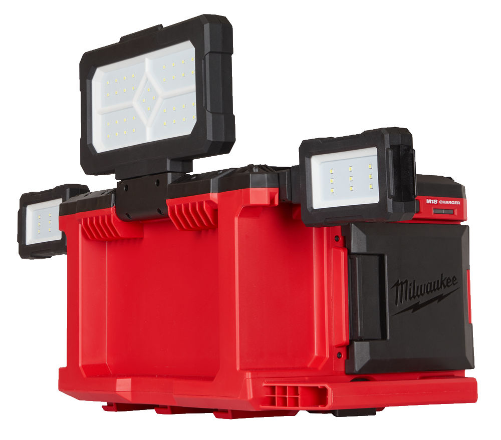 MILWAUKEE M18 POALC-0 Packout Aku lampa LED 18V 3000 lm, otočné hlavy, s nabíječkou (bez aku) - 4933478120