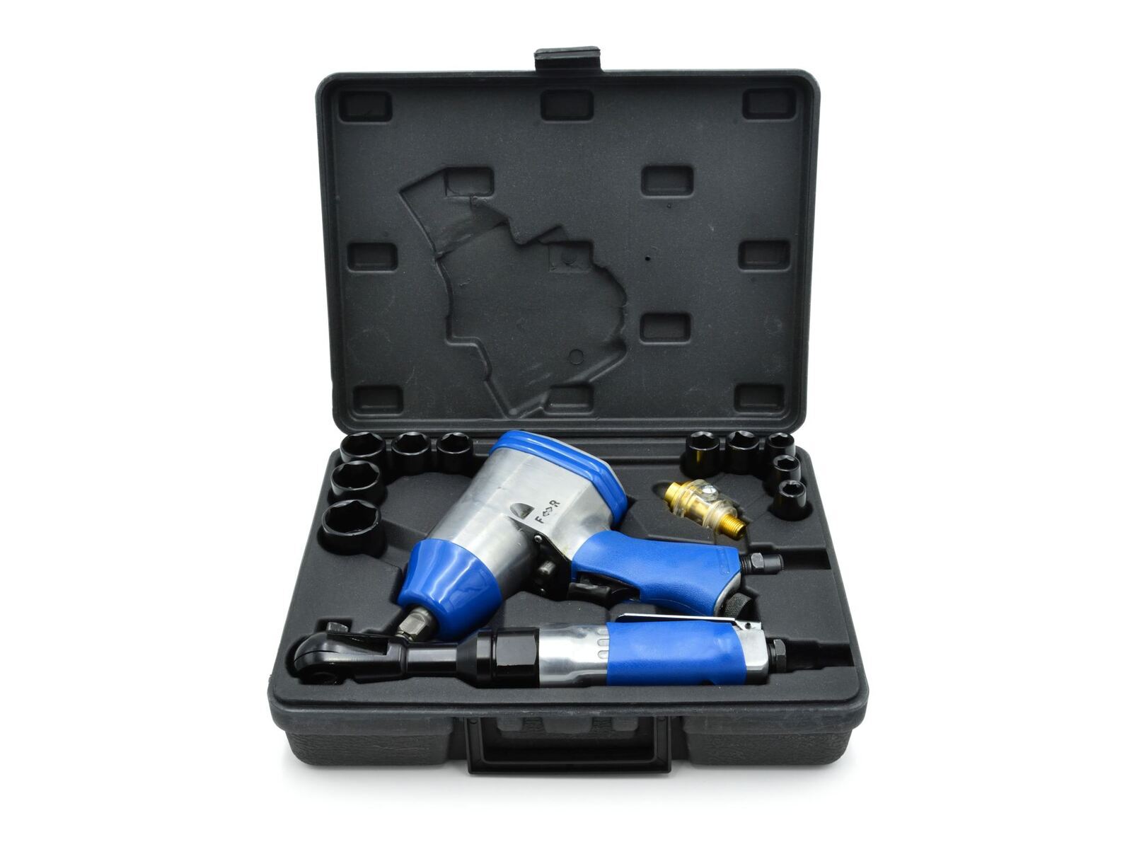 GEKO G03179 Pneumatická sada nářadí, 1/2" ráčna 80Nm, 1/2" rázový utahovák 850Nm, 14ks