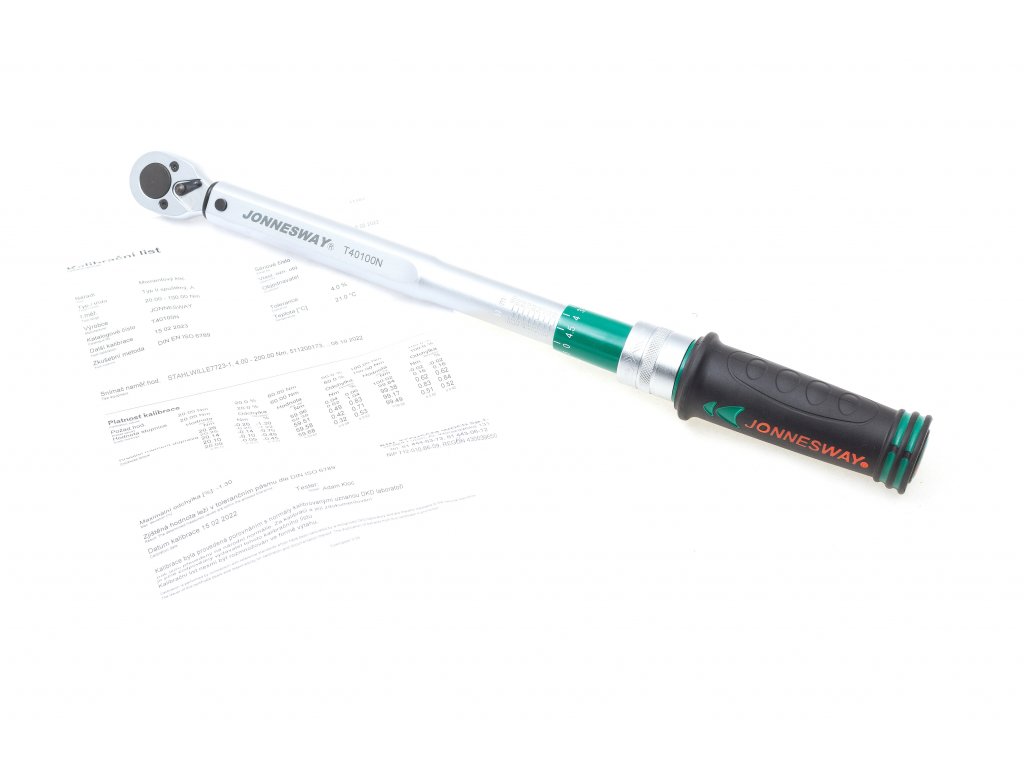 JONNESWAY T40100N Momentový klíč 3/8" 20-100 Nm, oboustranný vlevo-vpravo, certifikát
