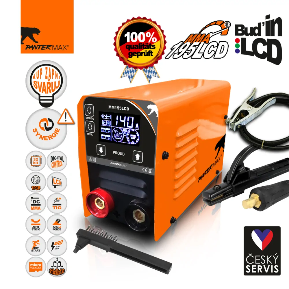 PANTERMAX MMA195LCD invertorová svářečka MMA/TIG SET