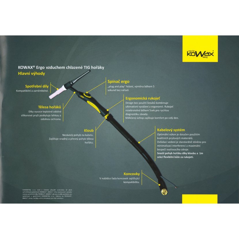 KOWAX T09A 4m TIG svařovací hořák
