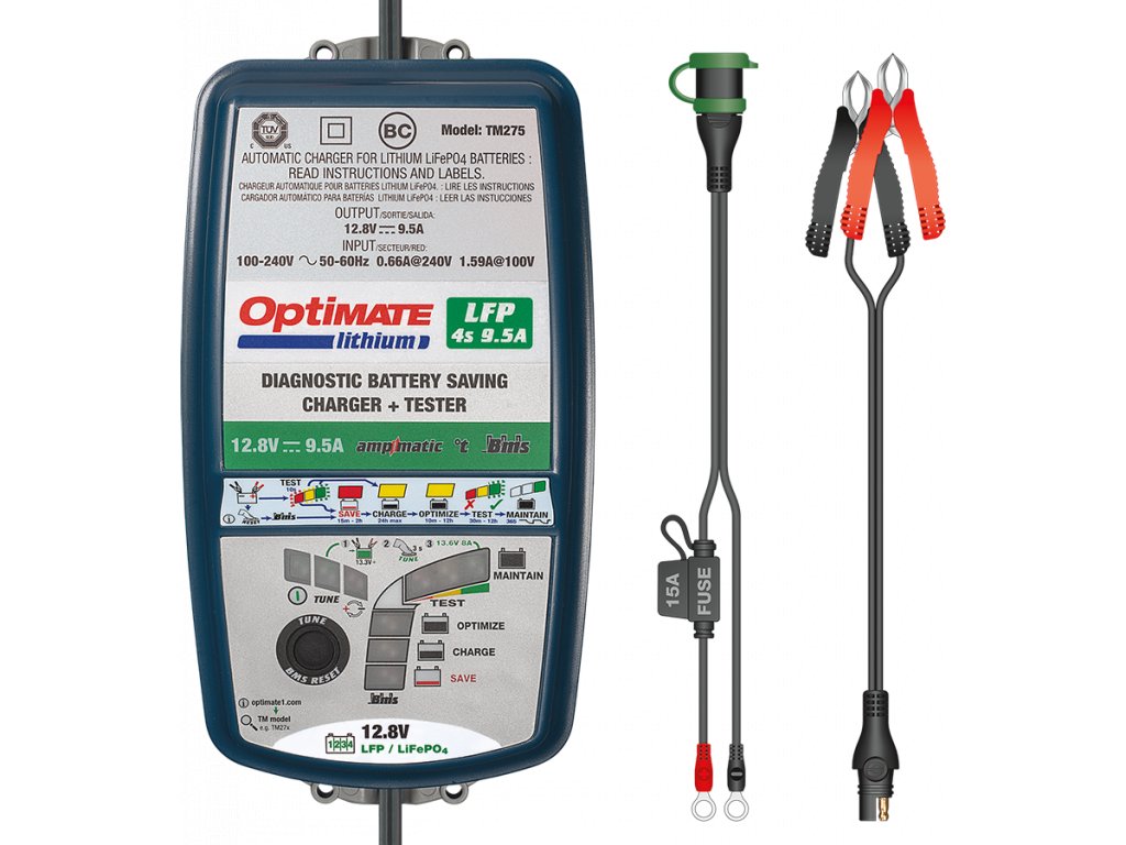 TECMATE OPTIMATE Lithium TM274 (12V/9.5A) LiFePO4 automatická nabíječka lithiových akumulátorů