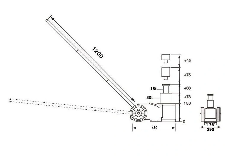 SNIT S30-2ML Zvedák pneumaticko-hydraulický, 30/15t, pojízdný, dvoupístový se skládací rukojetí