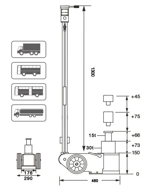 SNIT S30-2EL Zvedák pneumaticko-hydraulický, 30/15t, dvoupístový
