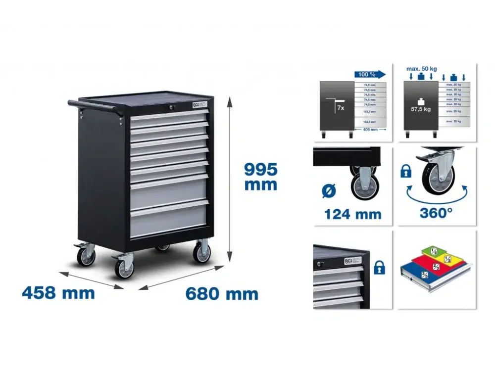 BGS 6076 Aretace rozvodů na evropská i asijská auta, maxi sada v dílenském vozíku