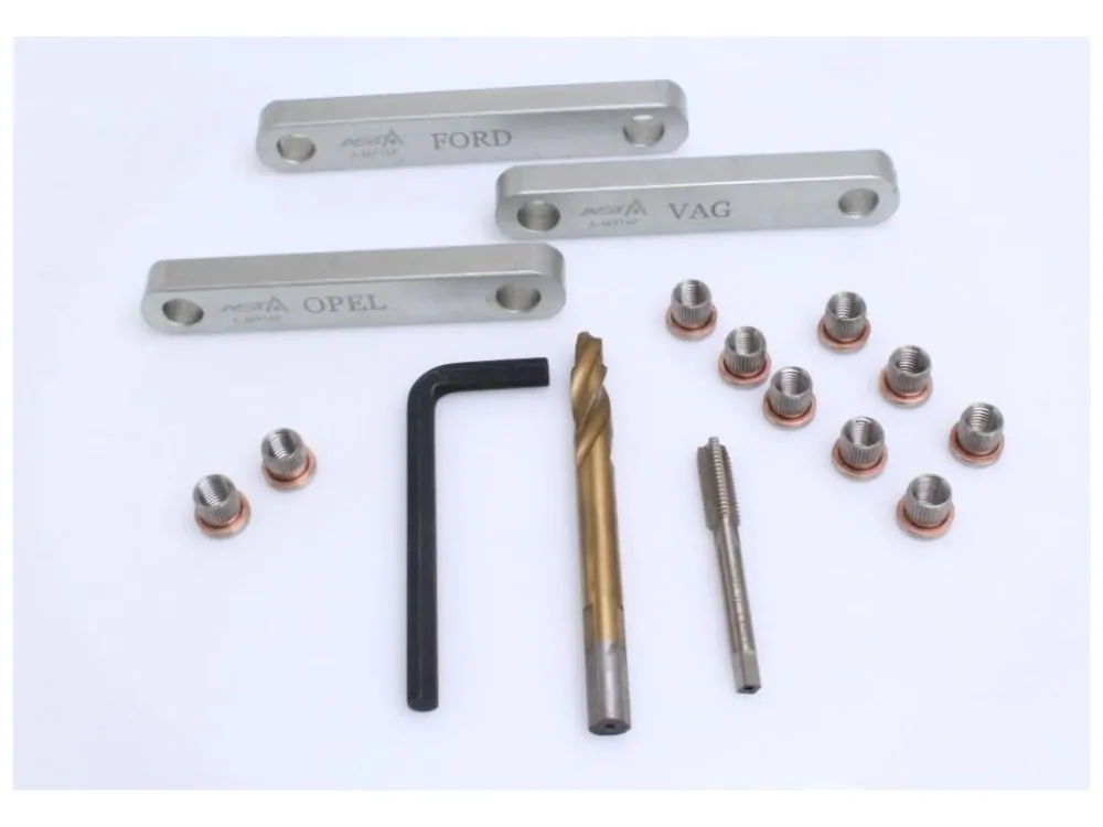 ASTA A-M916P Přípravky na opravu závitů vodítek brzdičů M9x1,25mm na VAG, Opel, Ford, sada 16 ks