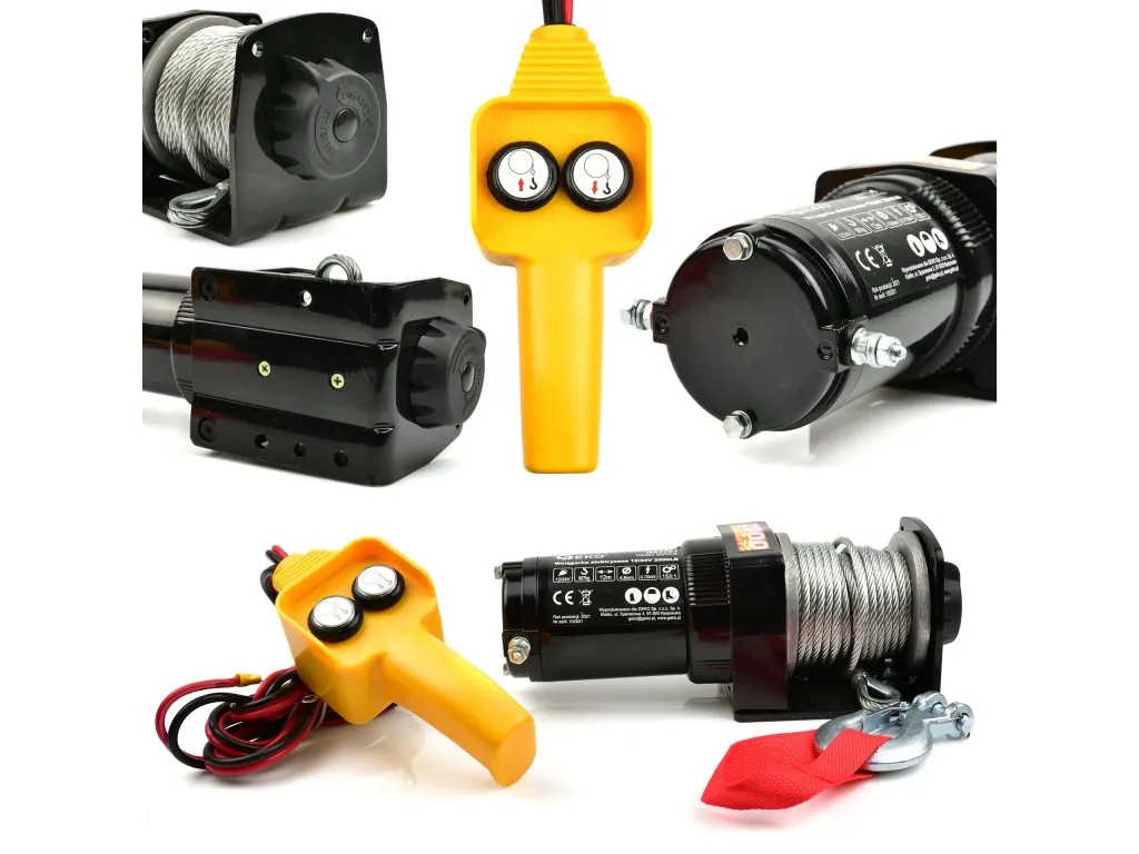 GEKO G81701 Elektrický lanový naviják 750 W/12 V, max. zatížení 907 kg, pro čtyřkolky