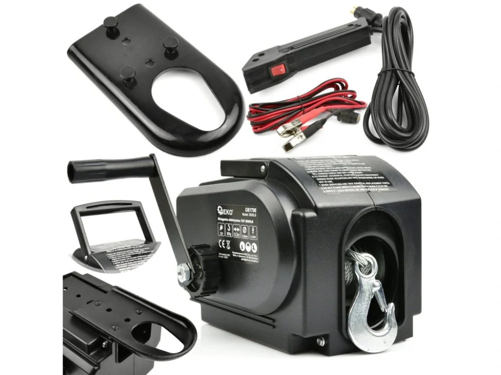 GEKO G81706 Elektrický lanový naviják 300 W/12 V, max. zatížení 907 kg, pro lodě, přenosný