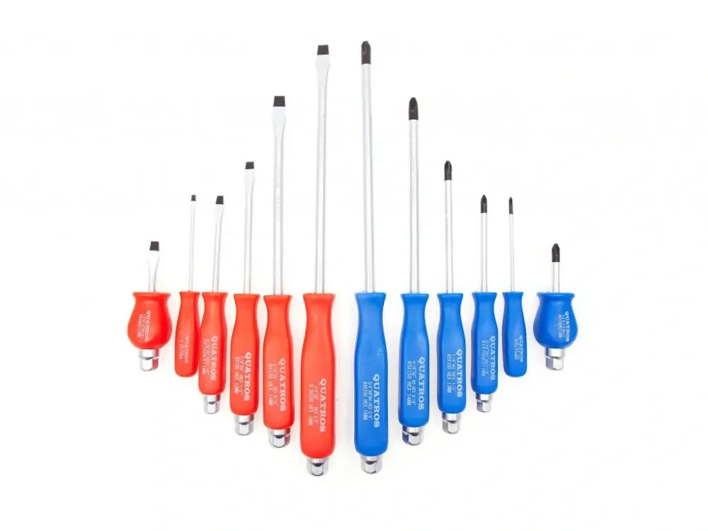 QUATROS QS14243A Sada úderových šroubováků, ploché a křížové, 12 kusů