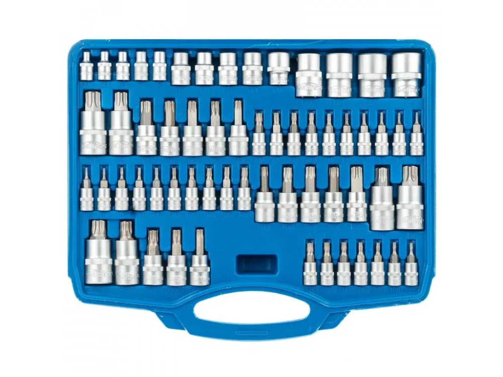 SATRA S-ST60b Nástrčné a zástrčné hlavice TORX, 1/4”, 3/8” a 1/2”, sada 60 ks