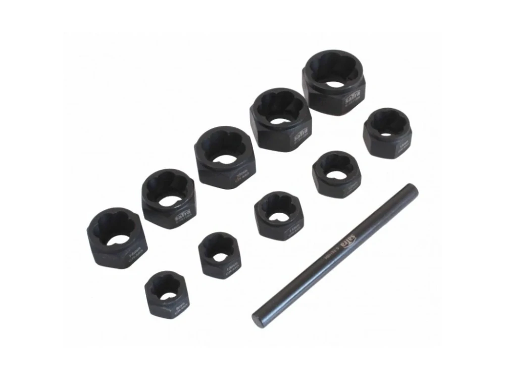 SATRA S-TSN11SH Hlavice nástrčné pro poškozené šrouby, 9-19 mm, nízkoprofilové, s vyrážečem, 11 ks