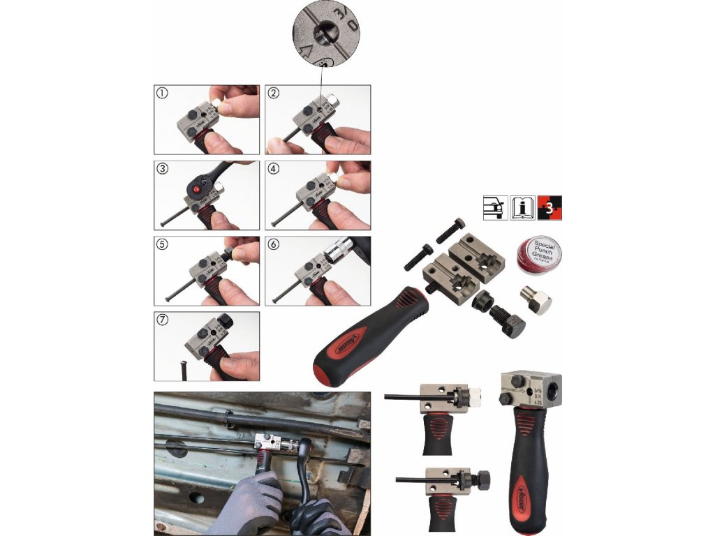 Přípravek pro pertlování/úpravu brzdového potrubí 4,75mm - Vigor V4416