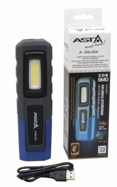 ASTA A-GAL40A Dílenská montážní lampa, COB LED, 600 lm, nabíjecí