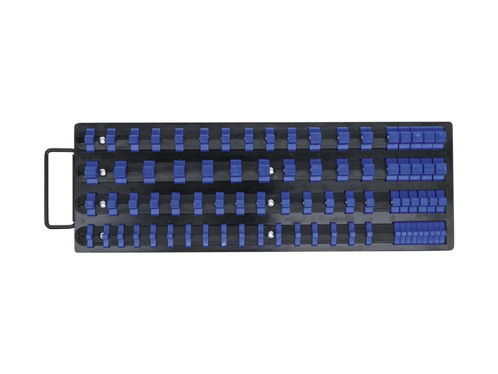 BGS 6871 Držák - kolejnice na hlavice 1/4", 3/8" a 1/2", 80 klipů