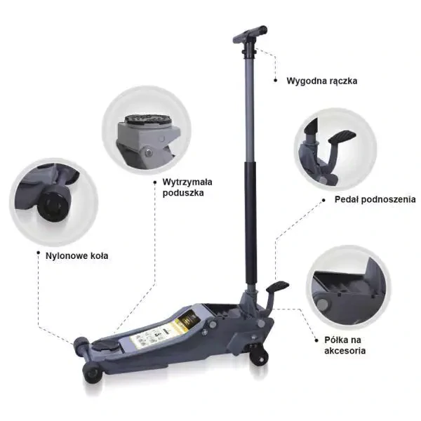 SNIT S-3TK Hydraulický nízkoprofilový zvedák posuvný 3t s dvojitou pumpou a nožní pákou (95-500mm)