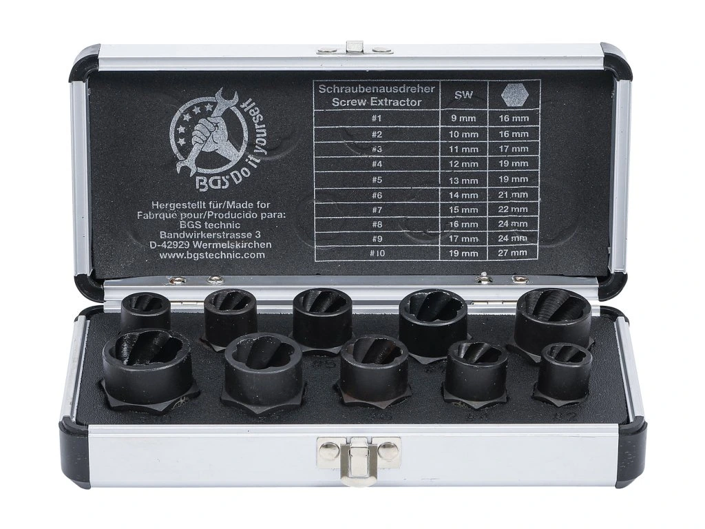 BGS 20210 Hlavice 3/8” na poškozené šrouby, velikosti 9-19 mm, sada 10 ks