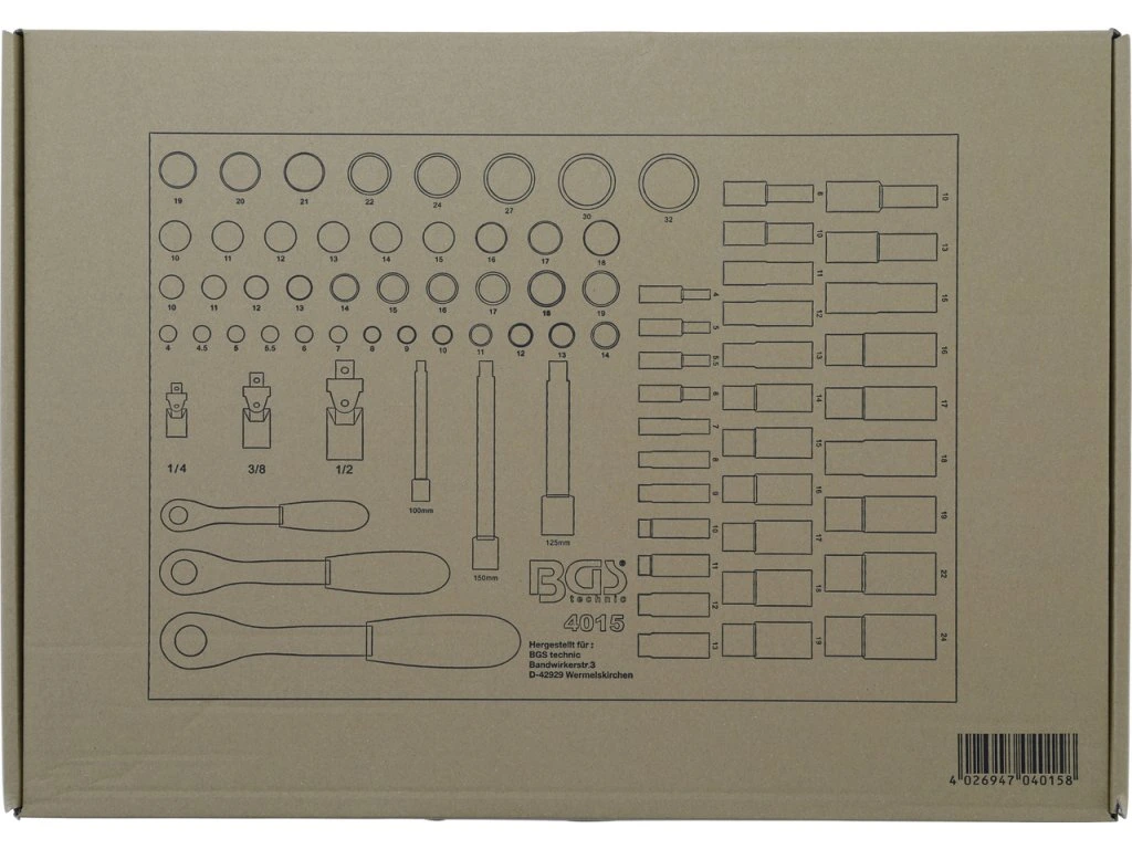 BGS 4015 Modul do vozíku - gola sada 1/4"-3/8"-1/2" 80ks