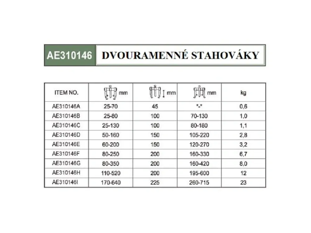 JONNESWAY AE310146E Stahovák dvouramenný, zesílený, univerzální, posuvná ramena 60-200 x 120-270 mm