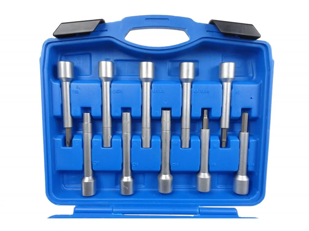 QUATROS QS80418 Hlavice s průchozí ráčnou na servis tlumičů McPherson, sada 18 ks