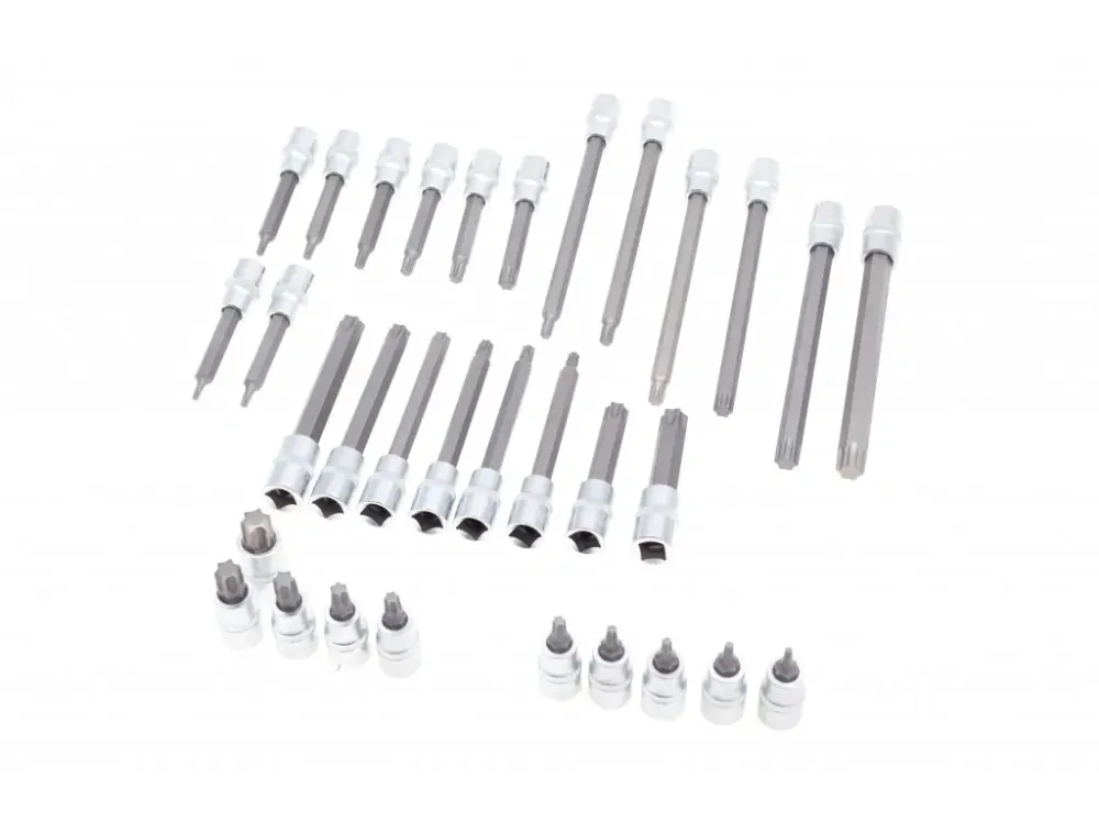 JONNESWAY S07H4932S Hlavice 1/2” TORX, vel. T20-T70, krátké a prodloužené, sada 32 ks