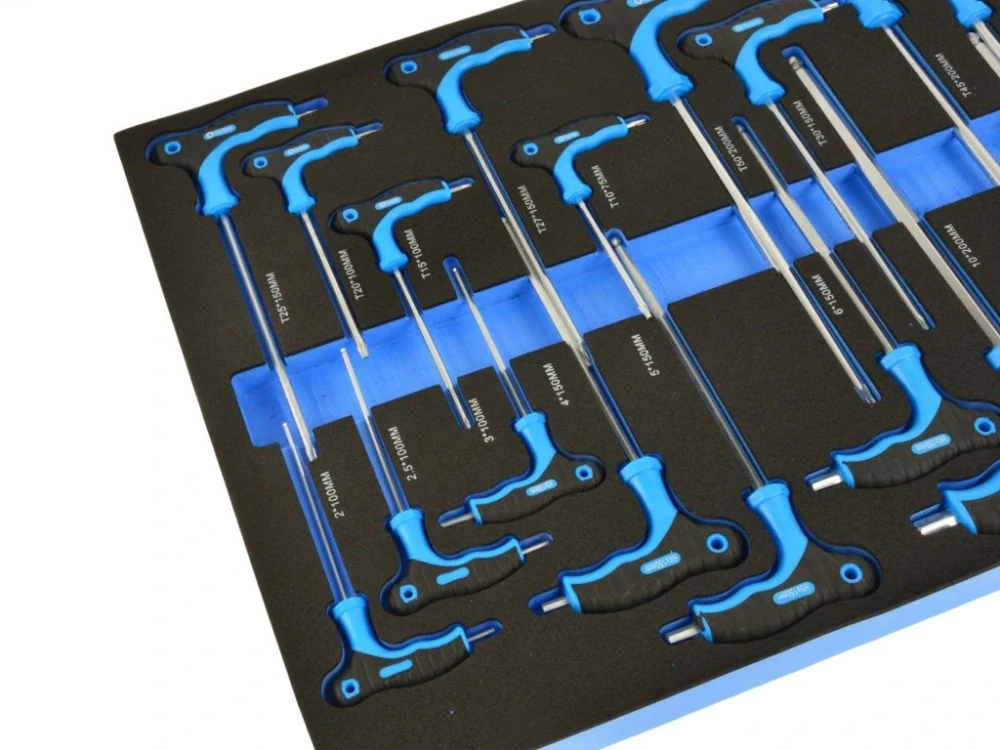 GEKO G10833E Pěnový modul, 52x38 cm - sada klíčů typu T, Torx, imbus s kuličkou, 13 ks