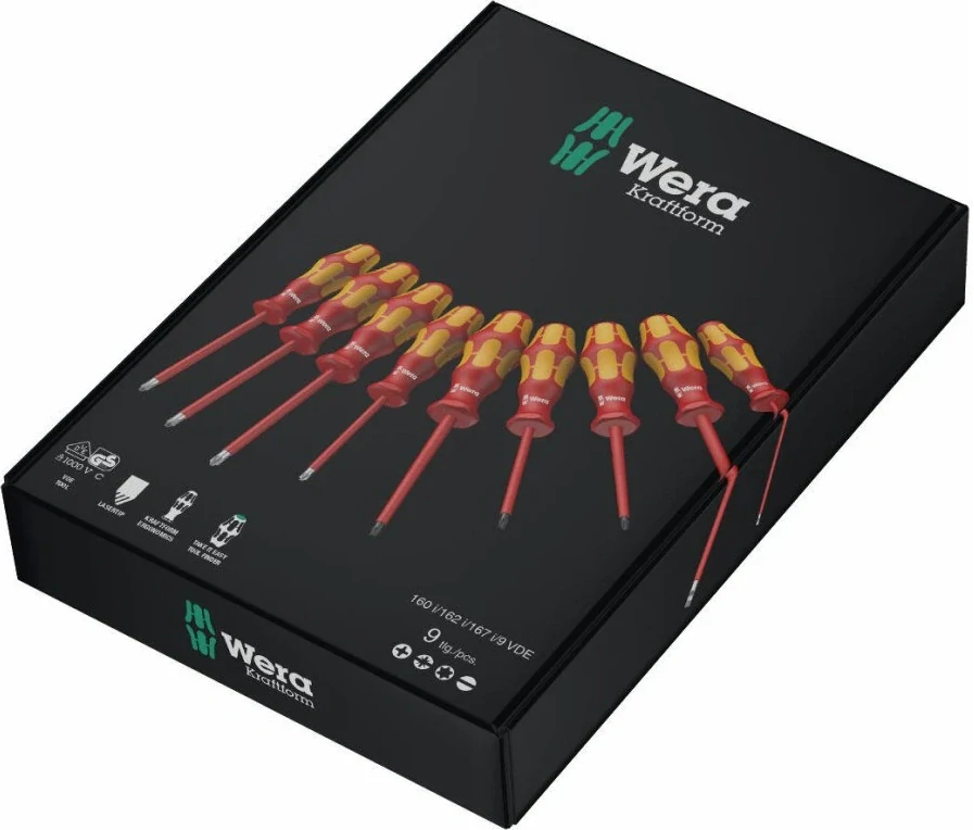 WERA 133355 Sada šroubováků Kraftform Plus, 160 i/162 i/167 i/9, 9d., 1000V