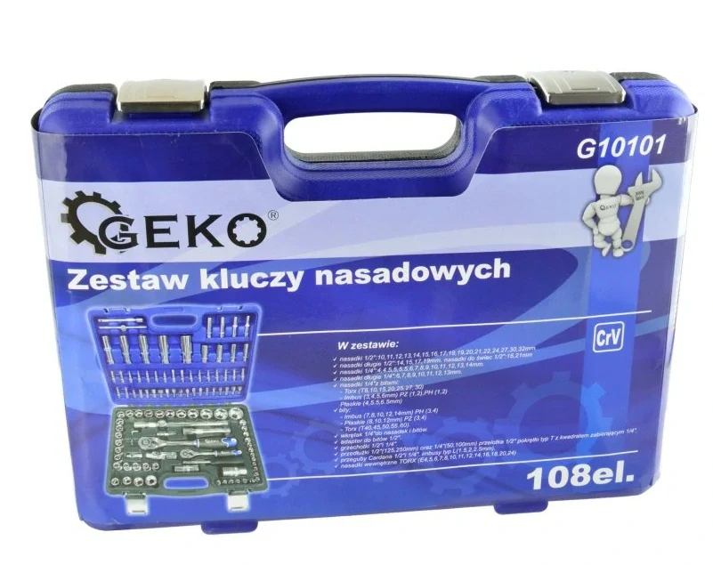 GEKO G10101 Gola sada 1/2" a 3/4", Cr-V ocel, 108 dílů