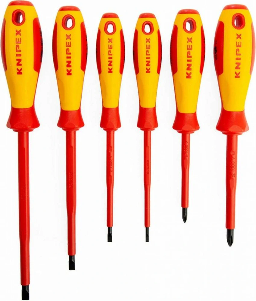 KNIPEX 002012V01 Šroubováky ploché a křížové, elektrikářské VDE 1000 V, 6 ks