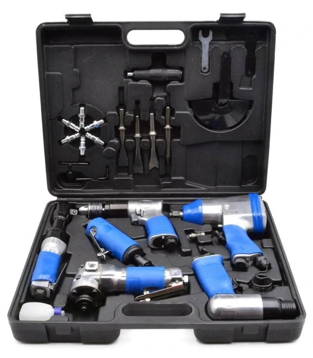 GEKO G03178 Pneumatické nářadí - rázový utahovák, bruska, ráčnový utahovák, vrtačka, sekáč