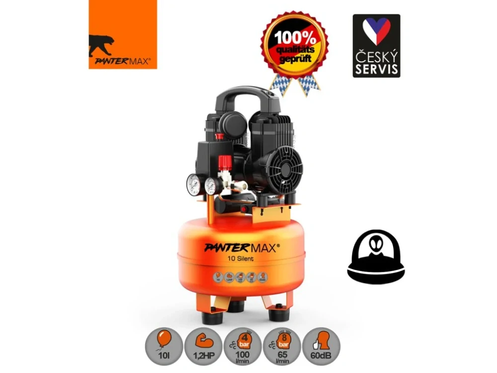 PANTERMAX®AirFlow® 10 SILENT tichý bezolejový kompresor 0,9kW, 10l, 230V