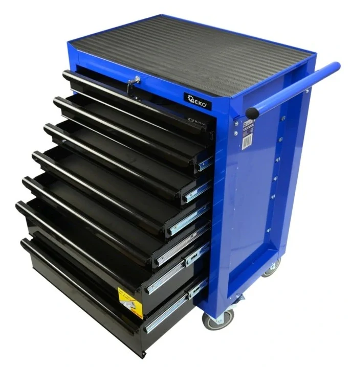 GEKO G10807 Dílenský vozík na nářadí, prázdný, 7 zásuvek, rozměry 765 x 460 x 995 mm
