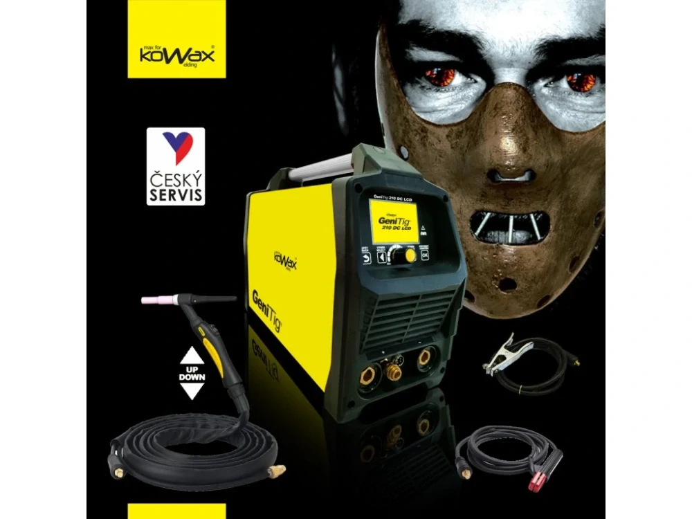 KOWAX GeniTig 210DC LCD Svařovací invertor DC PULZ, HF, TIG/MMA, kabely, hořák
