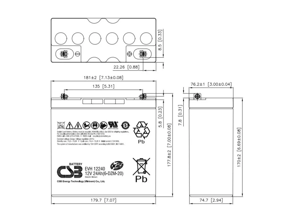CSB UPS12460 F2 záložní akumulátor 12V/9,6Ah