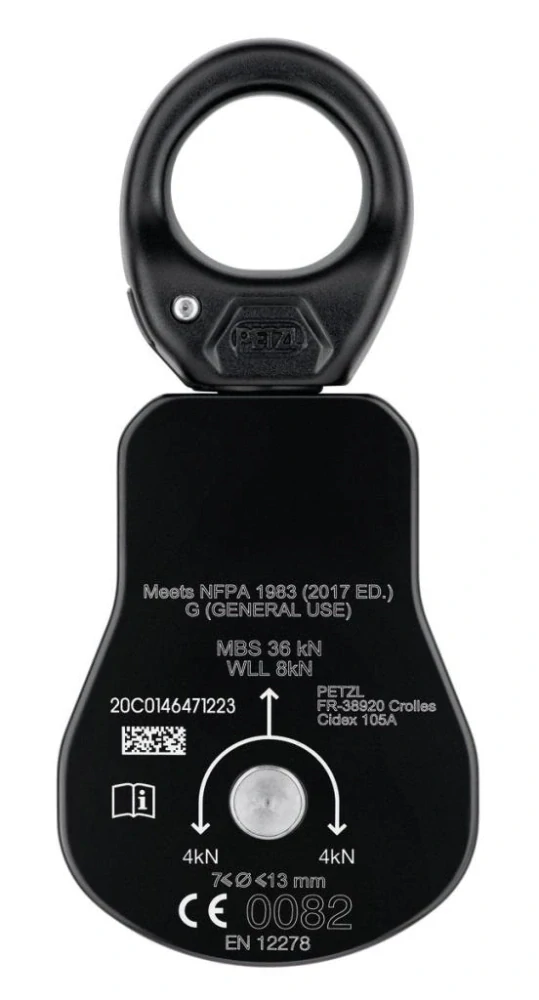 PETZL SPIN L1 kladka s otočným závěsem (swivelem) ČERNÁ