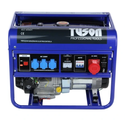 TUSON ELC6500T Benzínová elektrocentrála 5000W OHV, AVR, třífázová, výstup 3x230V + 1x380V
