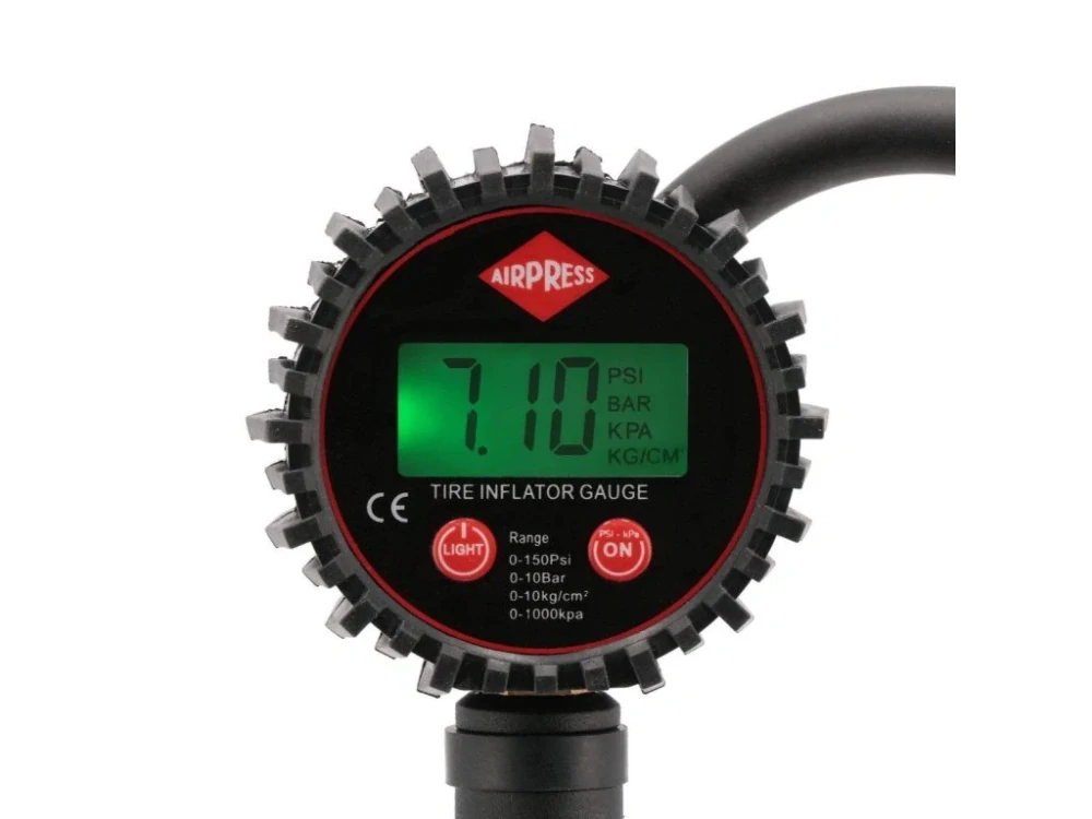 AIRPRESS 42064 Digitální pneuhustič s LED displejem a 3x koncovka