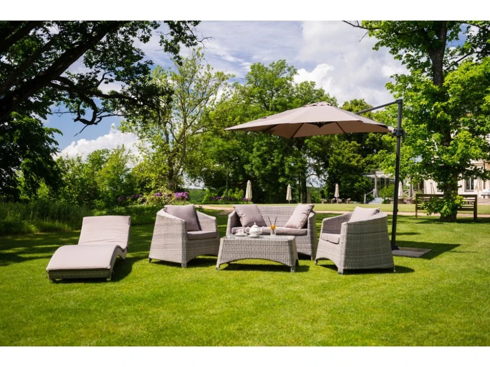 DIMENZA EDINBURGH sestava zahradního ratanového nábytku - šedá