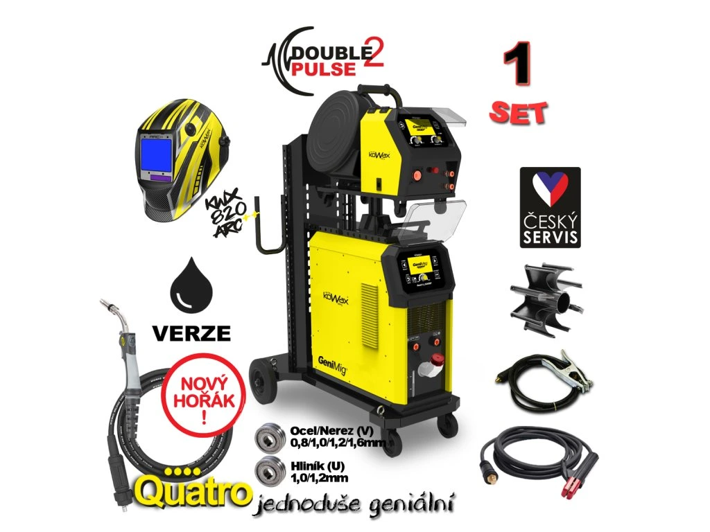 KOWAX GeniMig 500DP LCD5 SET 1Q Svářecí invertor MIG/MAG/LiftTIG + KUKLA