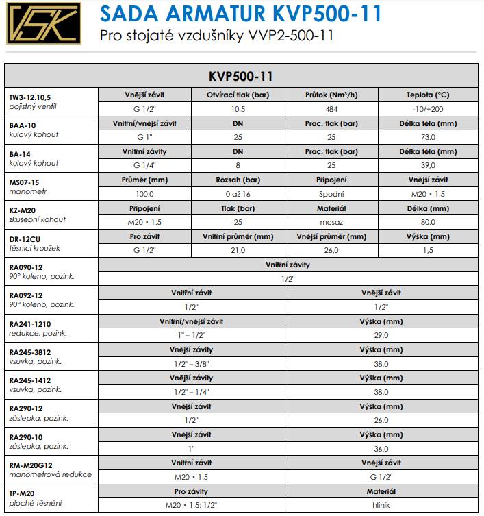 ABAC KVP500-11 Sada armatur pro vzdušník VVP2-500-11