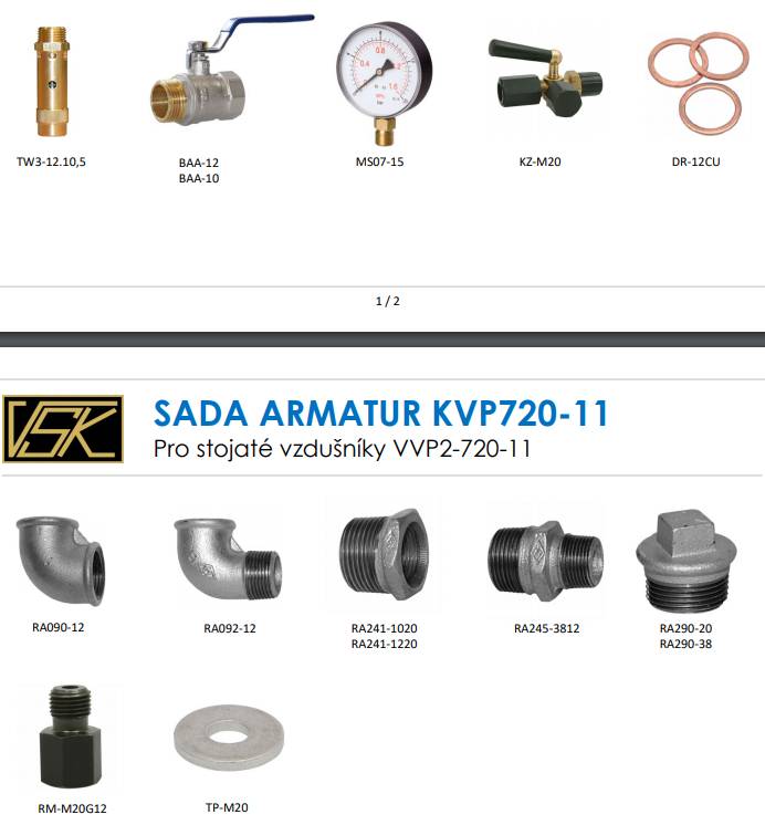 ABAC KVP720-11 Sada armatur pro vzdušník VVP2-720-11